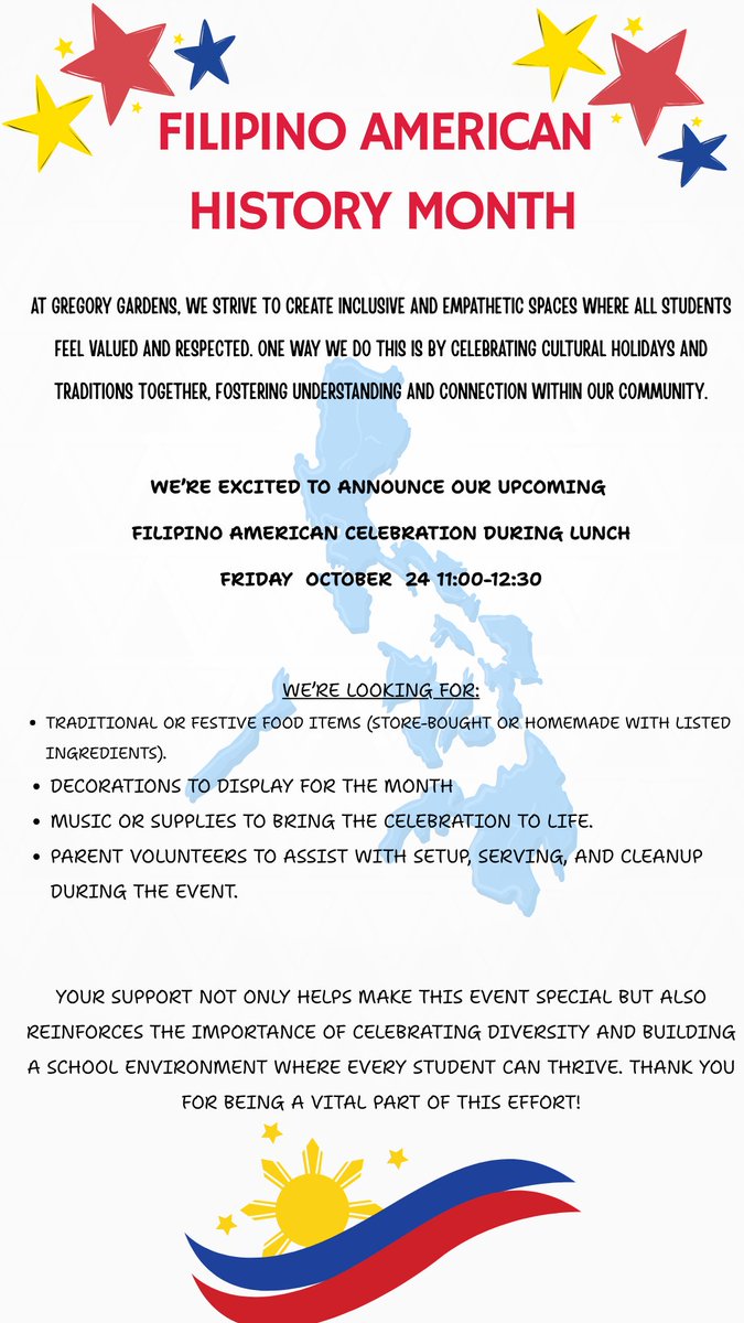 🇵🇭💜 Celebrating Filipino American History Month! 💚🐊Join us on 10/24 as we celebrate the rich culture, food, &amp; music of the Filipino community!🎶🍲
We’ll honor traditions,&amp;contributions of Filipino Americans through a lunchtime celebration filled with joy, connection,&amp; pride.💌