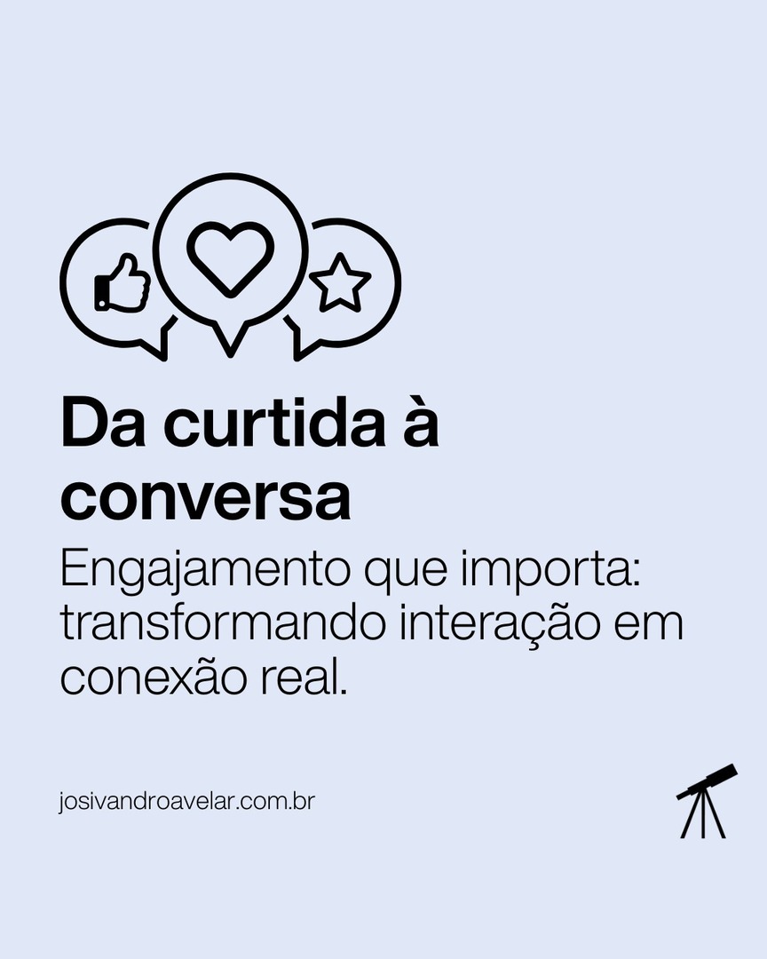 612comunicacao's tweet image. 💬 Curtir é fácil. Conversar é o que constrói.

No novo #ContentTalks, mostro como transformar interação em conexão real — e por que o engajamento que importa vai muito além dos números.

💡 Menos contagem, mais vínculo.
👉 Arraste para o lado e descubra como criar relações ver…
