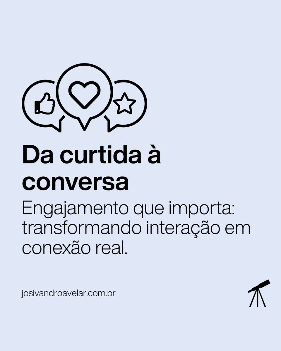 josivandro's tweet image. 💬 Curtidas contam.
Mas conversas conectam.
O novo #ContentTalks fala sobre transformar interação em relação real — e por que o engajamento que importa vai além dos números.

Menos contagem, mais vínculo. 💡

#Comunicação #Engajamento #MarketingDeConteúdo #Criatividade