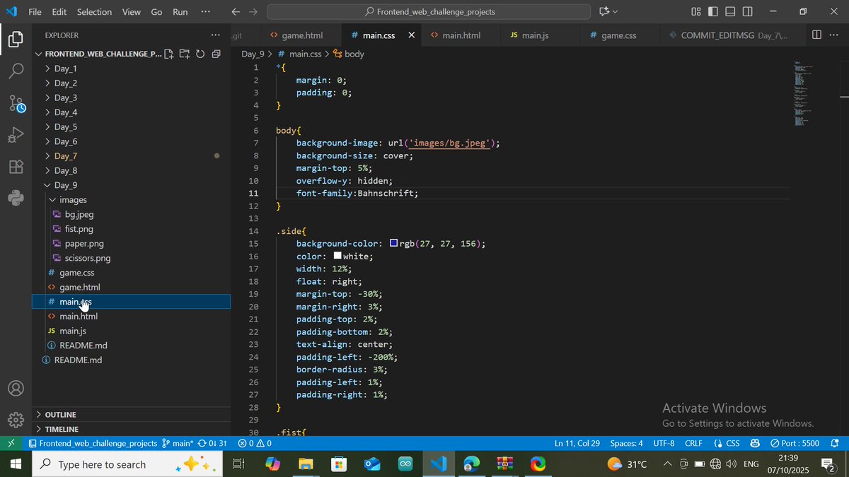 Gwacie11_11's tweet image. TASK FOR DAY 9:

MAKE A ROCK PAPER SCISSOR GAME

Used JS for scores tracking [At the top left corner].

#15DaysFrontendDevChallenge

#CodeChallenge
#FrontEndChallenge
#WebDevChallenge
#BuildInPublic
#WebDev
#NaijaDevs
#SteinAcademy