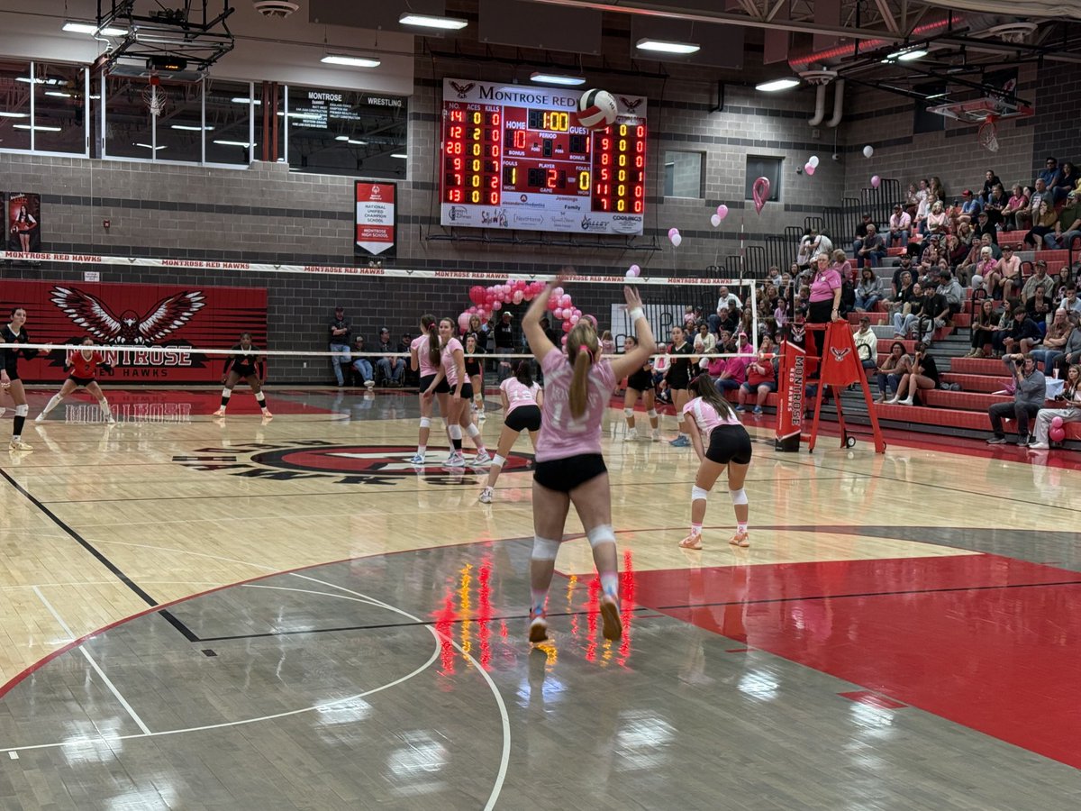 redhawks_mhs's tweet photo. Volleyball Final: Montrose 3 Gunnison 0. #GoRedHawks #PinkOutGame https://t.co/pCHp9oX1AZ