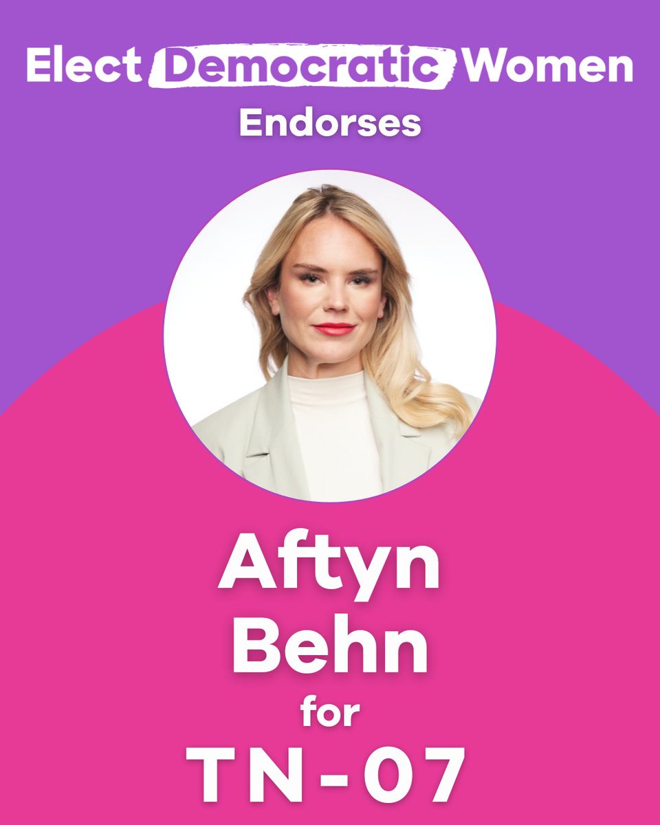 Congratulations to <a href="/aftynfortn/">Aftyn Behn for Congress</a> on her victory in the special primary election for TN-07!

Aftyn has never backed down from a fight and has dedicated her career to helping working families. Elect Democratic Women is proud to endorse her and is looking forward to working with her