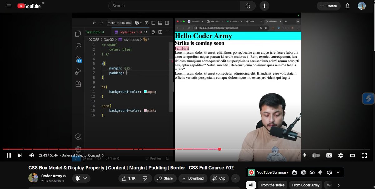 neuralnerd01's tweet image. Day 8/100 of #100DaysOfCode 📦
@rohit_negi9 @adityatandon02 
Learned the CSS Box Model today!
🧩 Content, padding, border, margin
🎨 Border-radius, shorthand, box-sizing
🧱 Inline vs Block vs Inline-Block
🔍 Used Inspect Tool to visualize layout
CSS layout = boxes inside boxes 😄