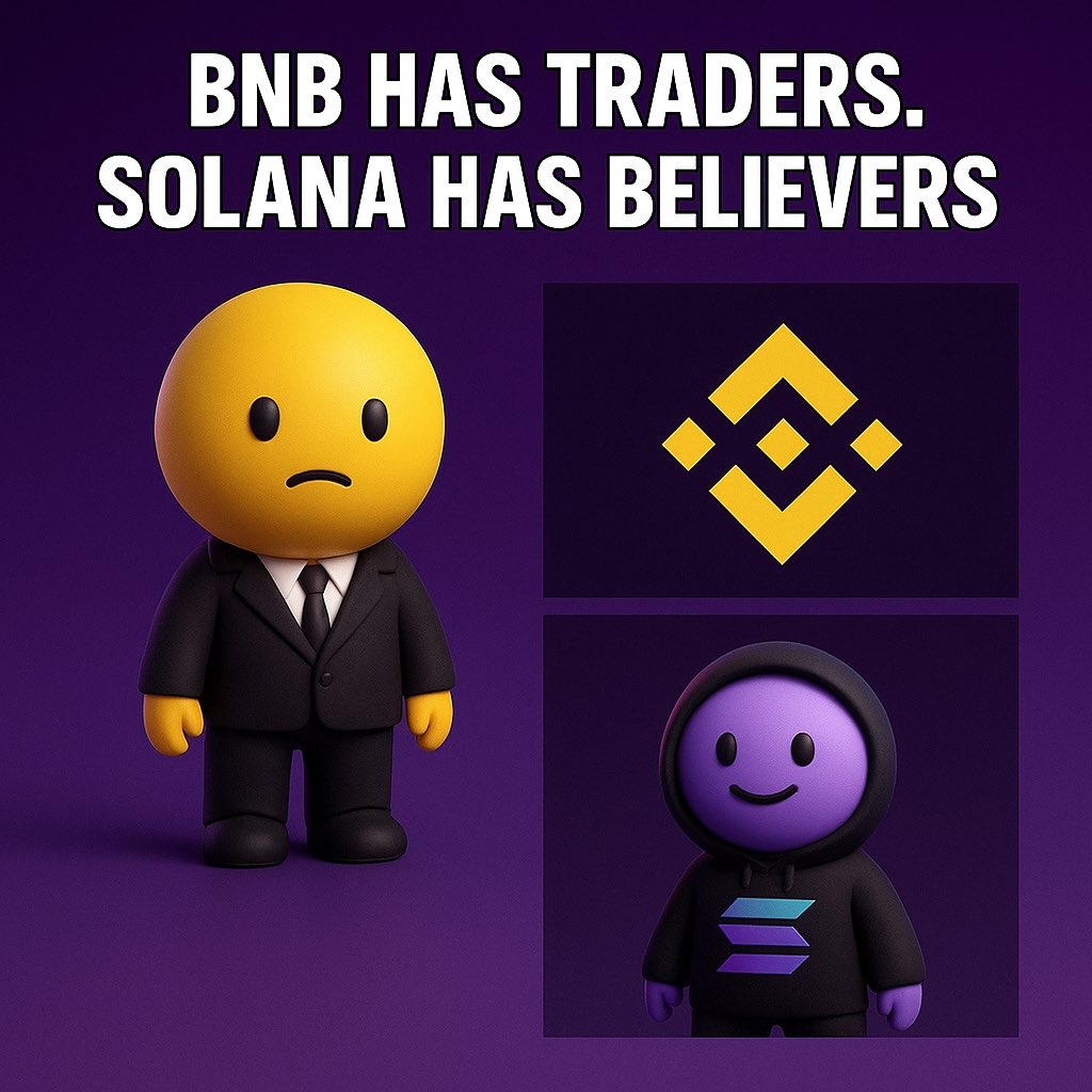 BNB is a business.
Solana is a belief.
Memes belong where people believe. 
 $Solanians