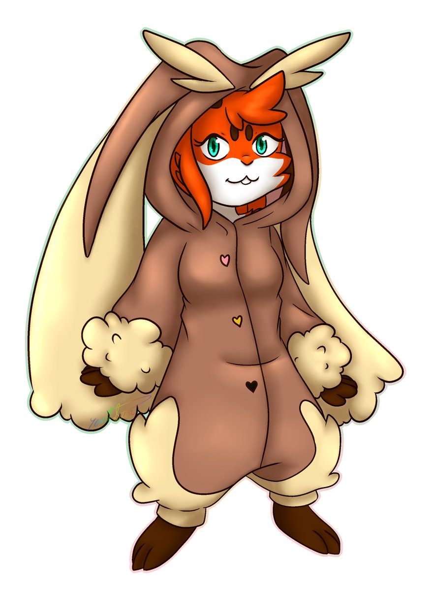 YenriStar's tweet image. commissioned Rakeisha_The_Fox_Bunny (FA) 
#rabbit #bunny #kigurimi #pajamas #cute #chibi #lopunny #commission #furry #anthro #fursona