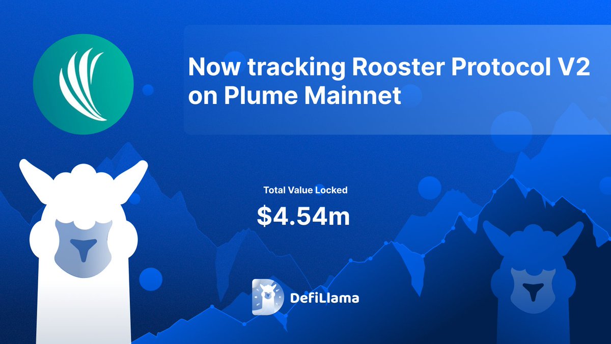 DeFi LlamaがPlumeメインネット上のRooster Protocol V2をTVL $4.54Mでトラッキング開始と発表