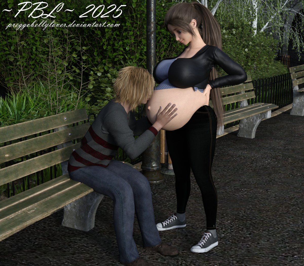 A fan sees Ami in the park and asks to kiss her belly. Ami naturally accepts.

#PregnantArt #Pregnant3DArt