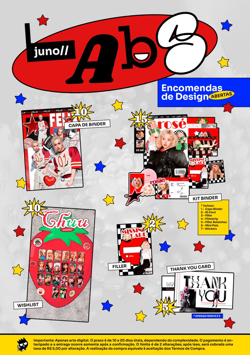 labs_juno's tweet image. *ੈ✩‧₊˚ Olá, seja bem-vindo ao Labs! Projeto de design voltado ao k-pop, criando artes no “laboratório” para collectors. ⚗️⭐

≫ Portfólio: linktr.ee/labs_juno
≫ Confira abaixo a tabela de preços.  
≫ Faça o orçamento através da DM. 

Te espero lá! ♡