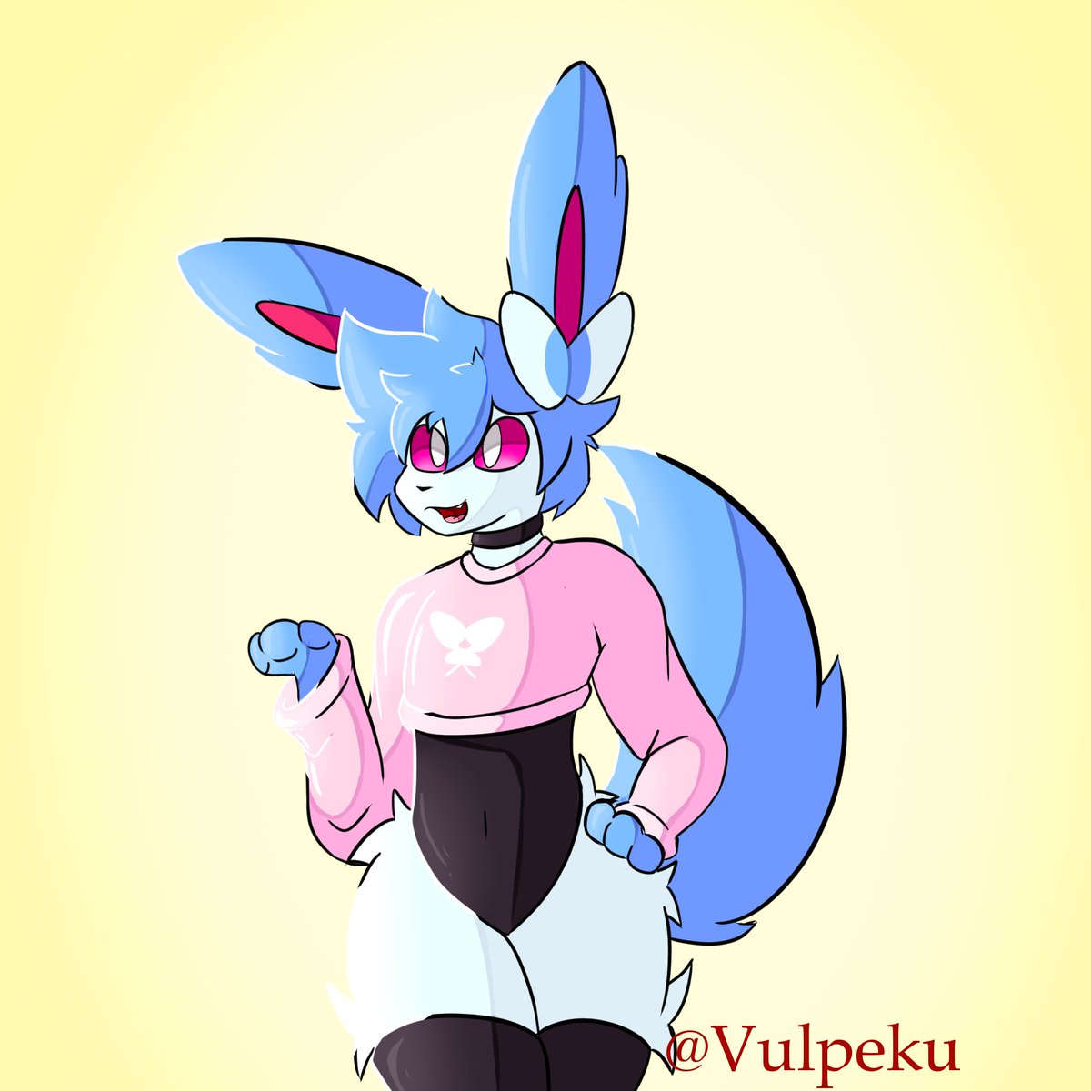 Vulpeku's tweet image. Didn&apos;t like how humanoid this ended up- but oh well, if you like the OC I might bring her back in future draws :3
#eeveelution #pokemon