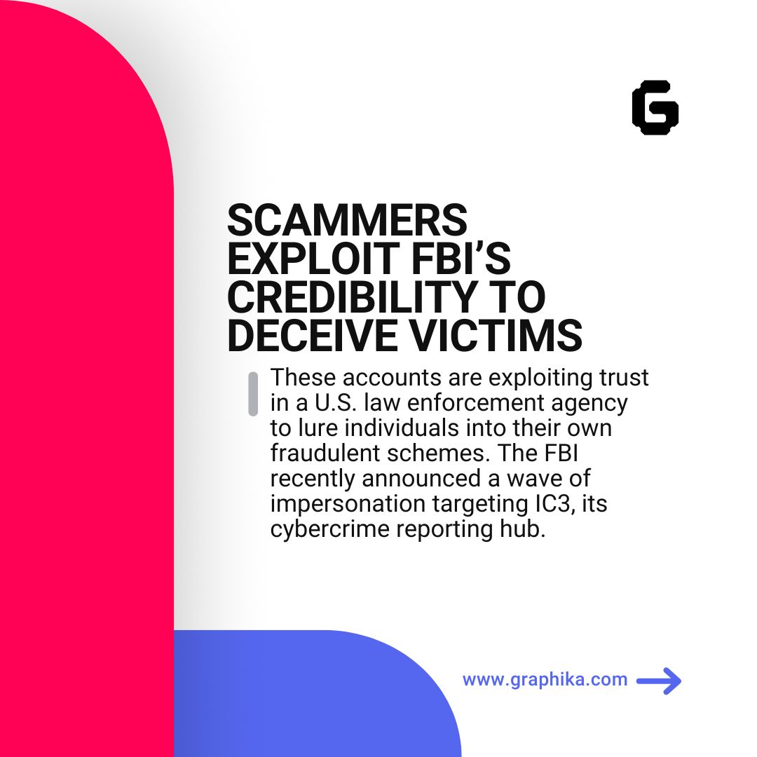 Graphika_NYC's tweet image. Scammers are impersonating the FBI’s IC3 on Facebook &amp;amp; TikTok, using AI personas, fake websites, &amp;amp; fraudulent recovery services to deceive victims.

Read the full insight: buff.ly/3E6C2TQ 

#CyberSecurity #Fraud #Graphika