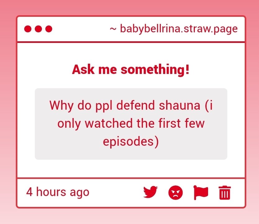 i think she's just a rlly compelling character and you either really love her or really hate her and i just can't bring myself to hate her despite some of her actions cause everything abt her is so sad and she's just a baby :p