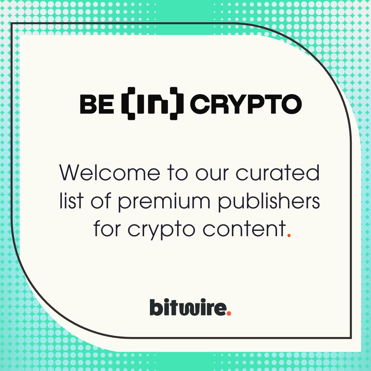 BitwireFeed's tweet image. NEW PUBLISHER ALERT!

We are pleased to announce that Bitwire has added @beincrypto to our curated list of Tier 1 publishers! 🎉

Trusted voice in crypto media ✅
Millions of engaged readers ✅
Outlet that gets your news noticed ✅

Submit your next press release in minutes:…