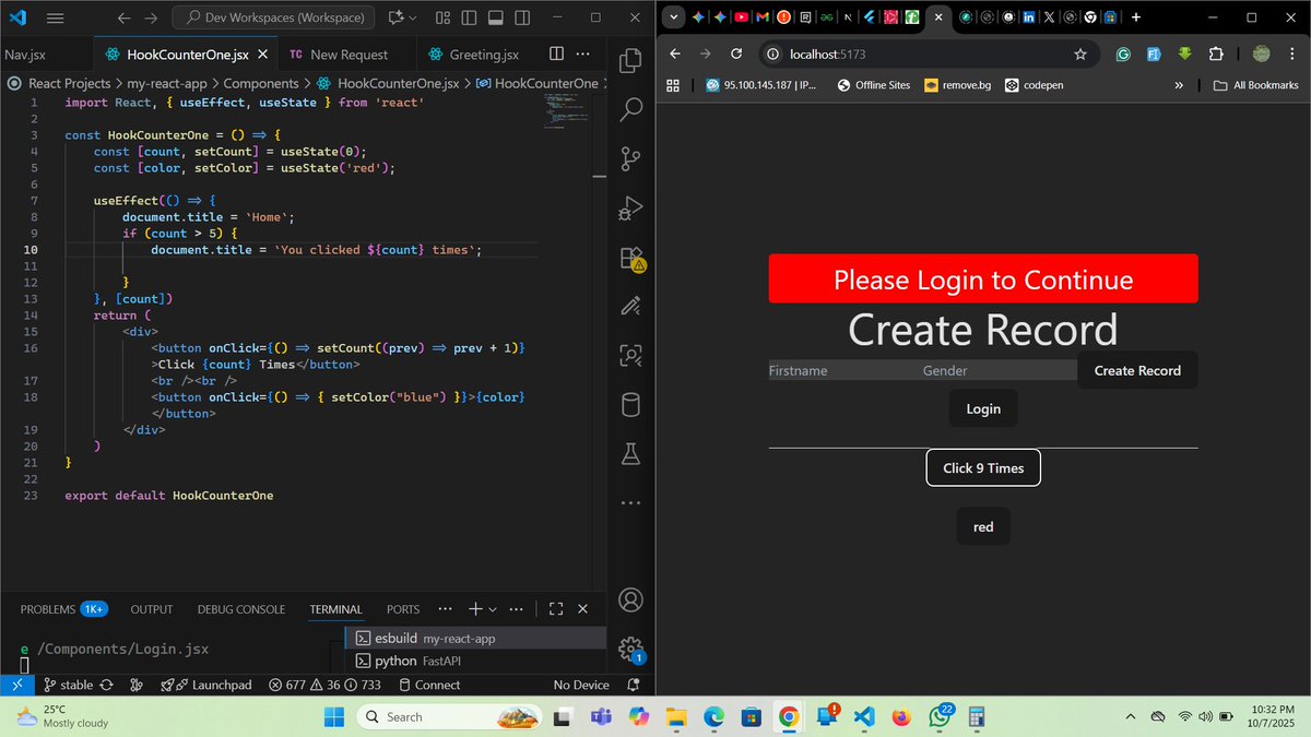 IsaiahEmaikwu's tweet image. A Reactive October - Day 7: Effect Hook Time! 

#30DaysOfCodingReact

Tackled useEffect - the powerhouse for side effects (API calls, DOM changes). The secret is in the dependency array:

#ReactJS #ReactHooks #JavaScript #CodeChallenge #Developer
