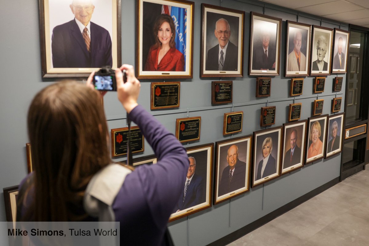When he entered a news conference, he shook hands and introduced himself to all the journalists in the room. Apparently, after former Superintendent Ryan Walters left, the Oklahoma Educators Hall of Fame was rehung in the building. More at go.tulsaworld.com/mikesimons #oklaed