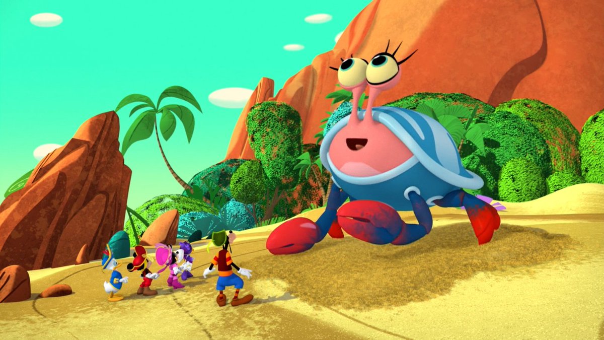 Disney_Wiki's tweet photo. Today marks the 3rd anniversary of the #MickeyMouseFunhouse episode, "Welcome to Giant Crab Island!", written by Hanah Lee Cook, storyboarded by Holly Forsyth and directed by Aldina Dias.
Mickey, Minnie, and friends explore Giant Crab Island, and meet Cora the Giant Crab. https://t.co/dakpGOn1ab