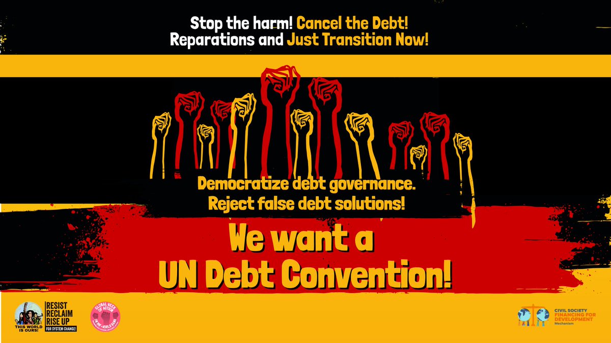cs_ffd's tweet image. 📣 We&apos;re joining the 2025 Global Week Of Action next week to demand justice in global #debt governance!
For too long, the #IMF, #WorldBank &amp;amp; #G20 have dictated unfair rules. It&apos;s time for a #UNDebtConvention that puts people over profit.
Join the movement! ✊ #DebtJustice