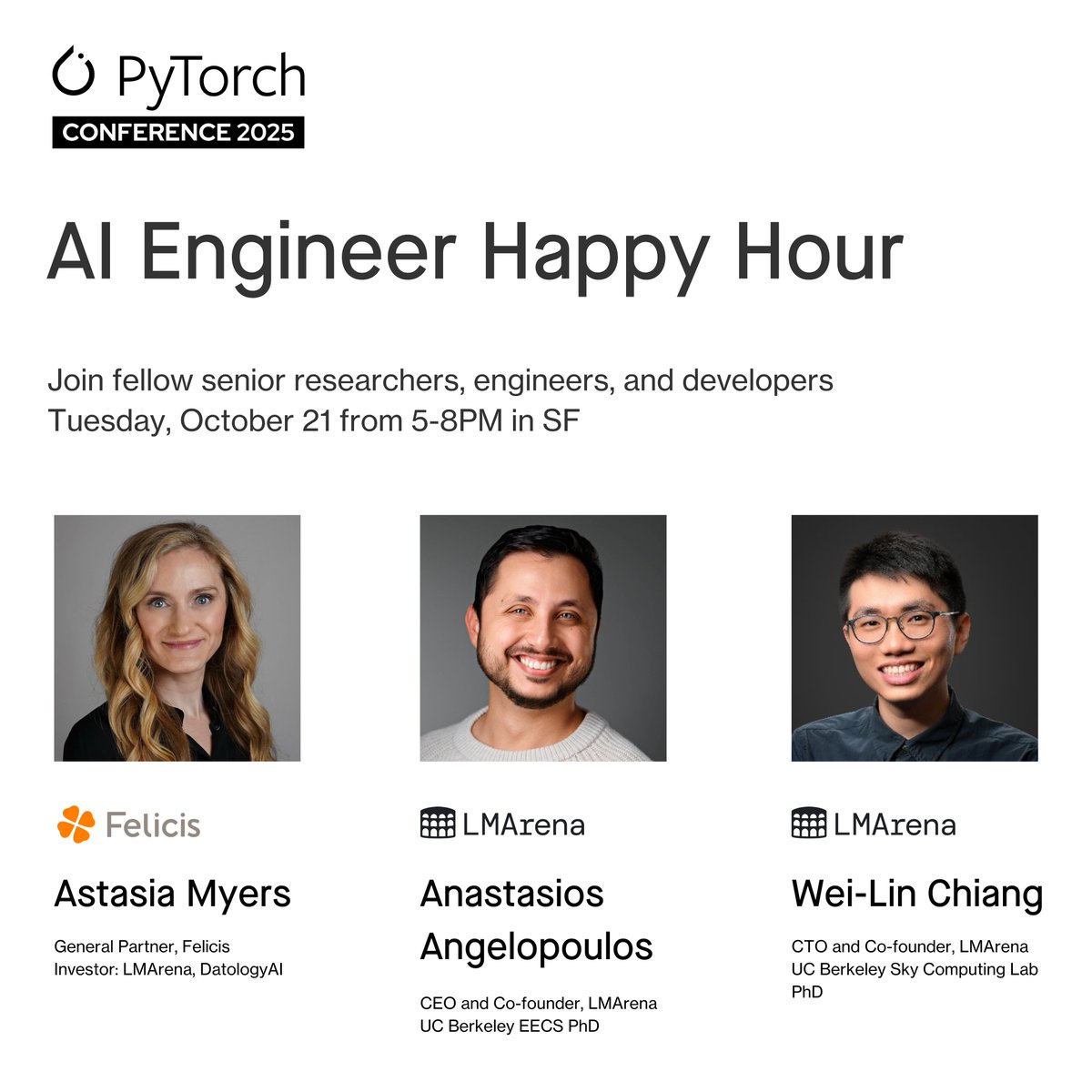 AstasiaMyers's tweet image. .@Felicis x @Arena: AI Engineer Happy Hour at @PyTorch Conference
Connect with builders, researchers, and founders driving the next wave of AI innovation! #PyTorchCon
Request to join the event here: gatsby.events/felicis/rsvp/r…