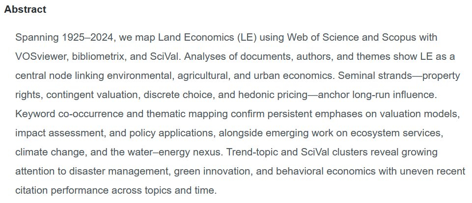 Land Economics Journal tweet media