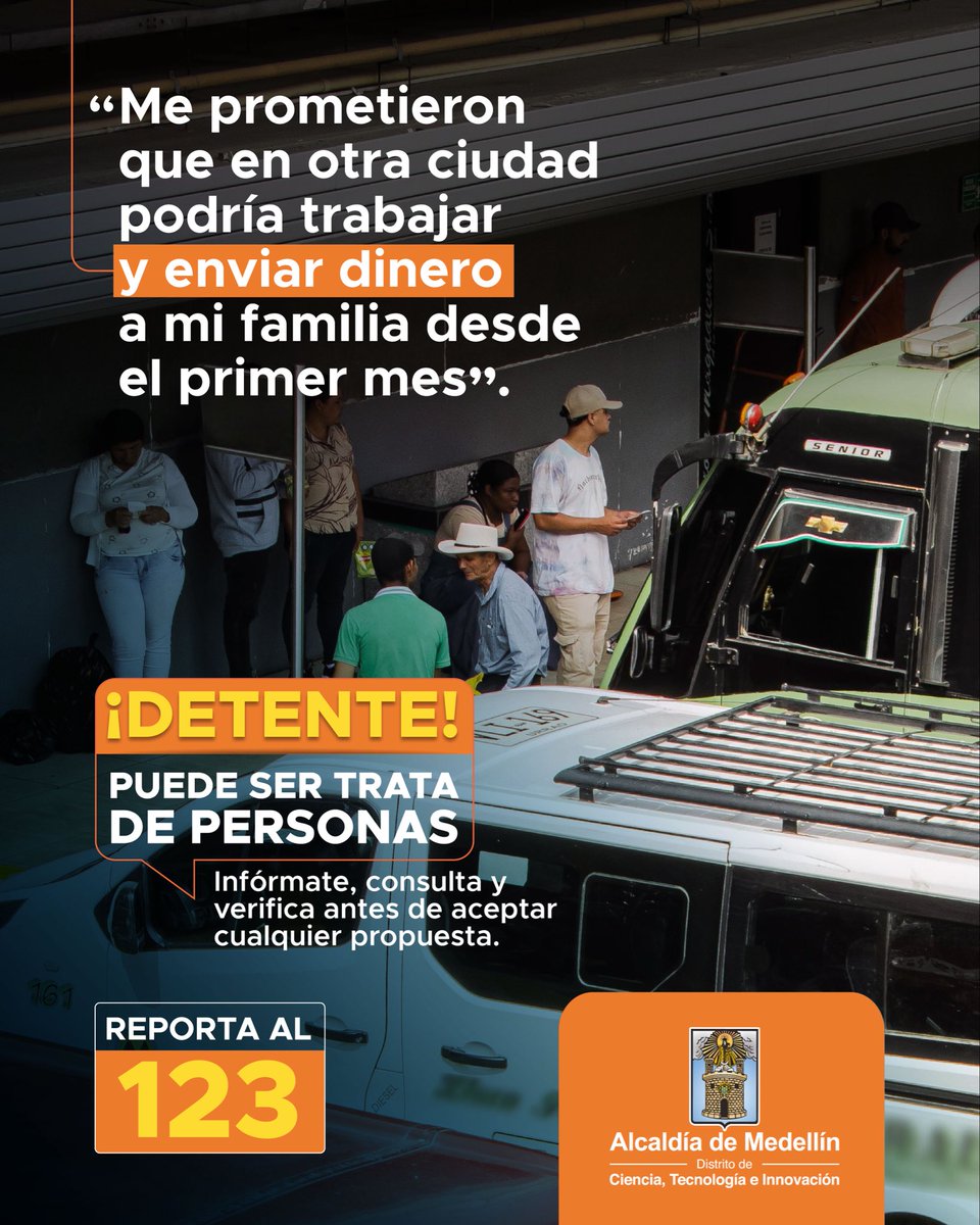 PazDDHHmed's tweet photo. ¡DETENTE!
Puede ser trata de personas. Antes de aceptar una propuesta, infórmate bien. REPORTA al 123. ❌ https://t.co/MbUU1zz8Js