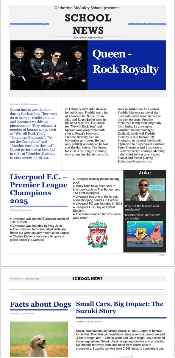 cmca_limerick's tweet image. Roll-up, Roll-up, Read All about It!

Mr Twohigs class have completed their 1st Newspaper for this school year.  Some very interesting articles included. #newspapers #youngjournalists