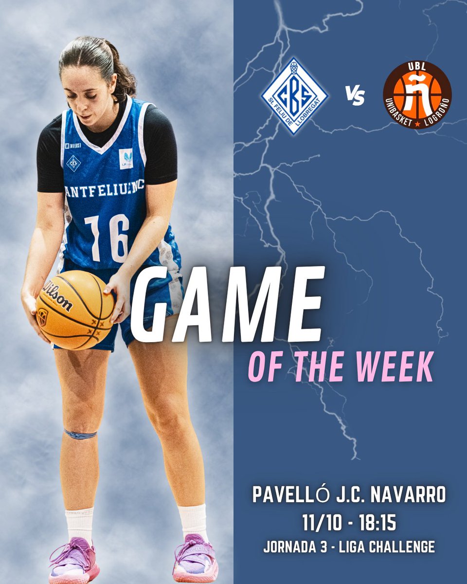 cbsantfeliuenc's tweet image. 🏀 Partit de la Setmana: LIGA CHALLENGE
📅 Dissabte, 11 d’octubre
⏰ 18:15h
📍 Pavelló Juan Carlos Navarro
🆚 Unibasket Bosonit Logroño
💙 Aquest dissabte, el nostre equip de Liga Challenge torna a casa per disputar la Jornada 3!
#CBSantfeliuenc #LligaChallenge #OrgullCBS