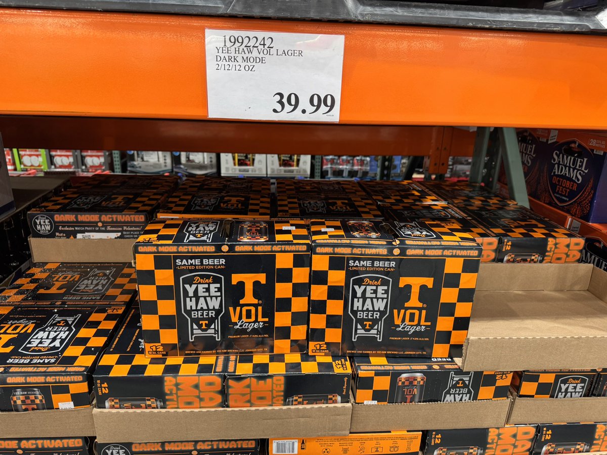 Dark Mode Activated
Yee Haw Vol Lager at Costco
🖤🧡🖤🧡🖤🧡