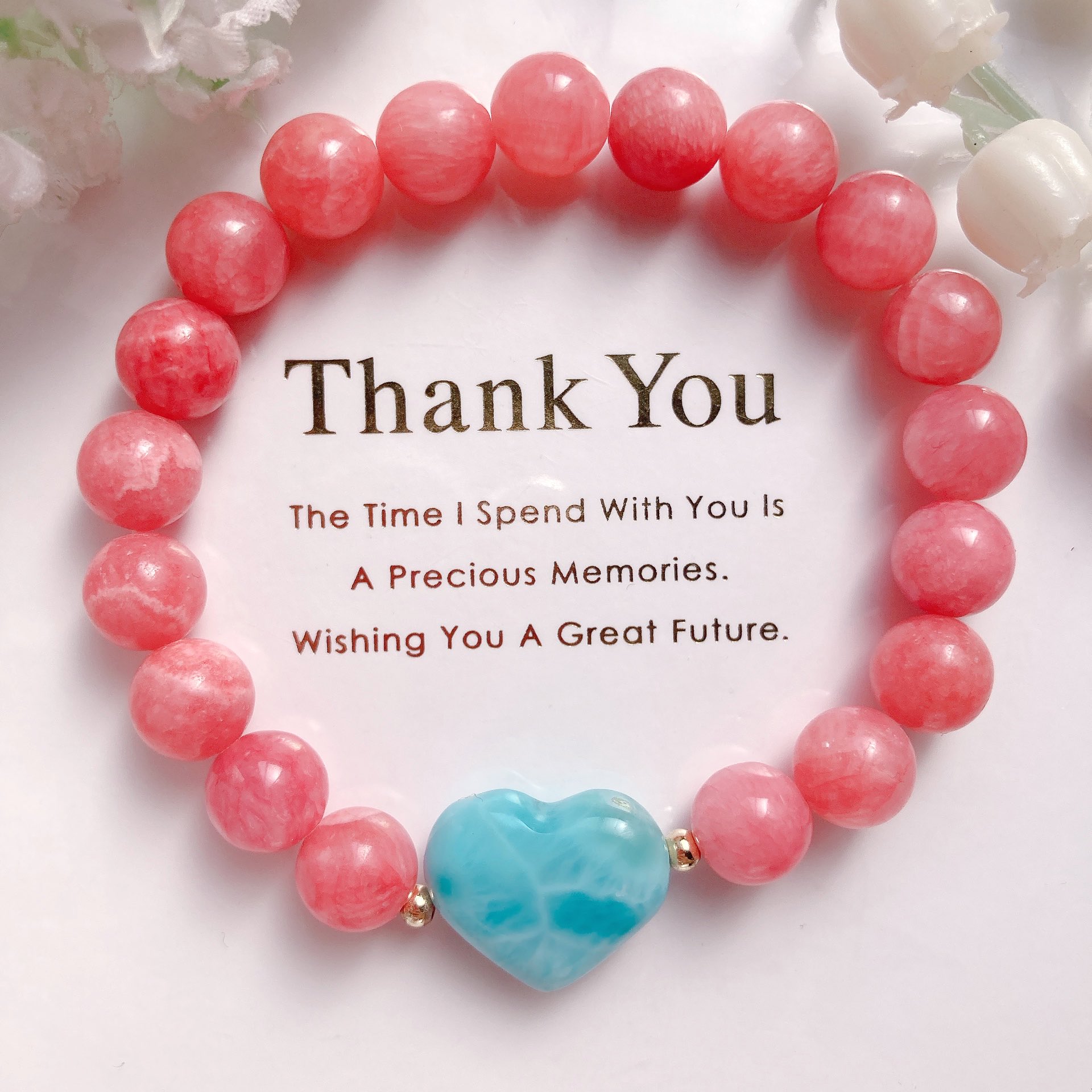 ❤️ハートでリボン❤️ブレスレット ラリマー 匿名☆ ラリマー