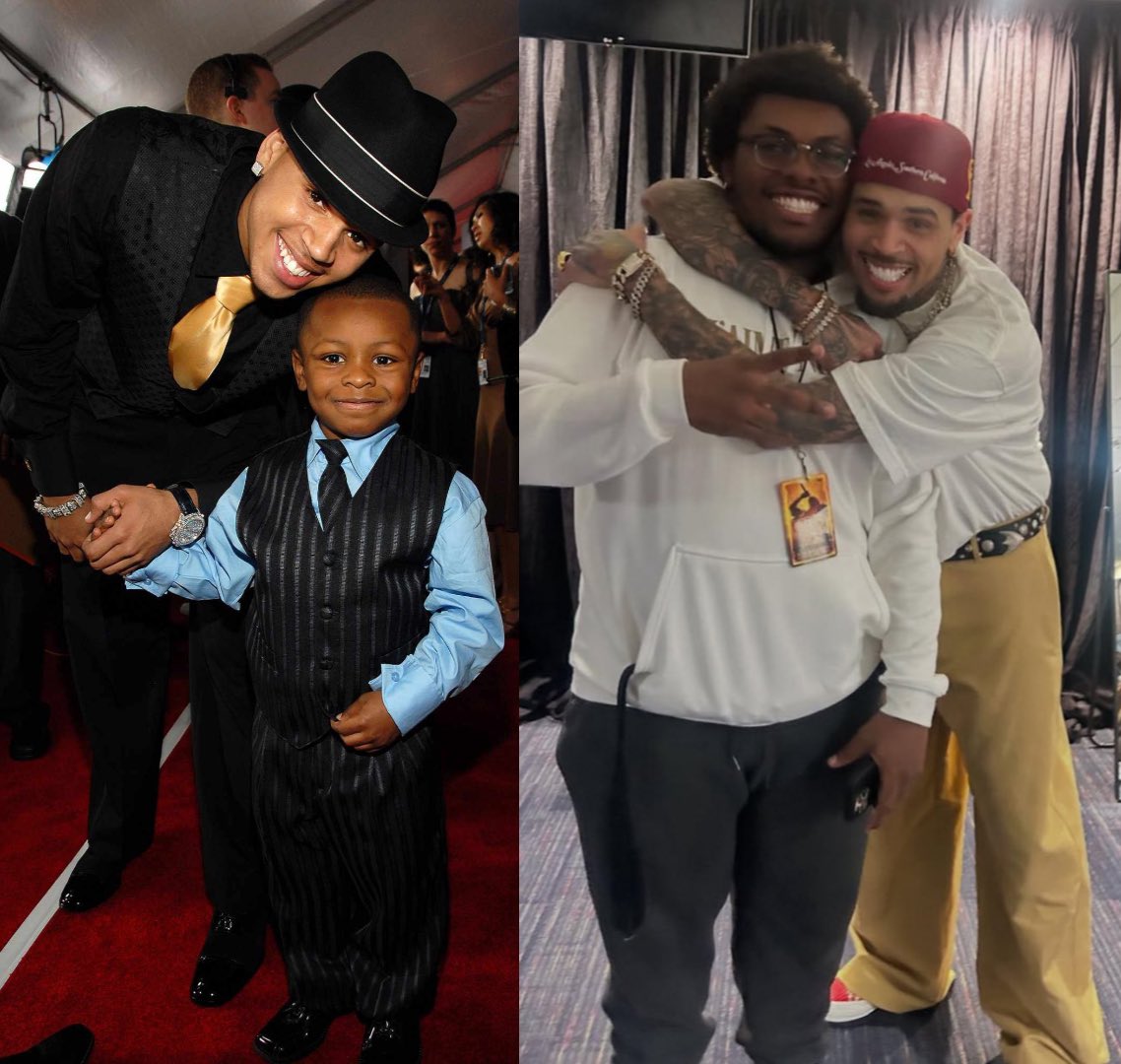 Chris Brown’s nephew, who joined him on the 2006 Grammys red carpet, recently stopped by to see his uncle at one of his shows 🤍🔥
