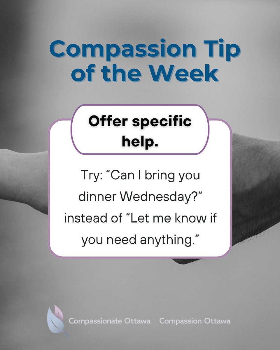Compassionate_O's tweet image. Supporting someone who is grieving doesn’t have to be complicated — small actions make a big difference. At Compassionate Ottawa, we offer free workshops to help you feel more confident supporting friends, family, and neighbours through loss.
#CompassionateOttawa #CommunityCare…