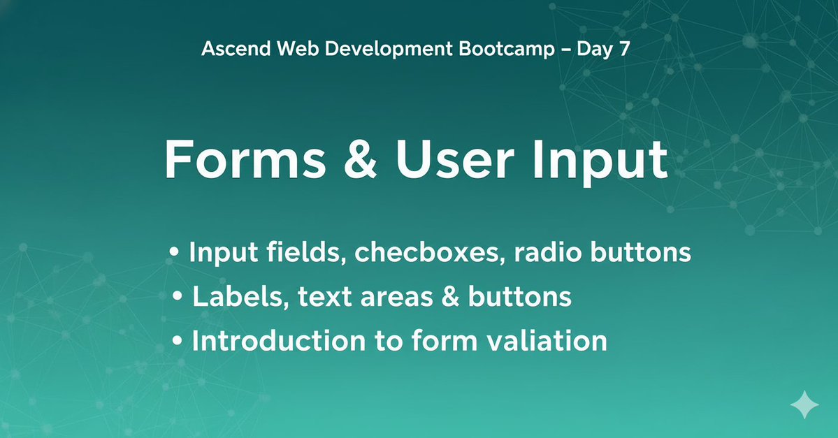 soft_zenith's tweet image. 🎉 Thank You for Joining Day 7 – Ascend Web Development Bootcamp

What an amazing session today! 🚀
 
👉 Watch the Replay on YouTube - youtube.com/live/TxS4ALdqL…

 #HTMLForms    #WebDevelopment  #CodingTutorial #LearnHTML  #Softzenith