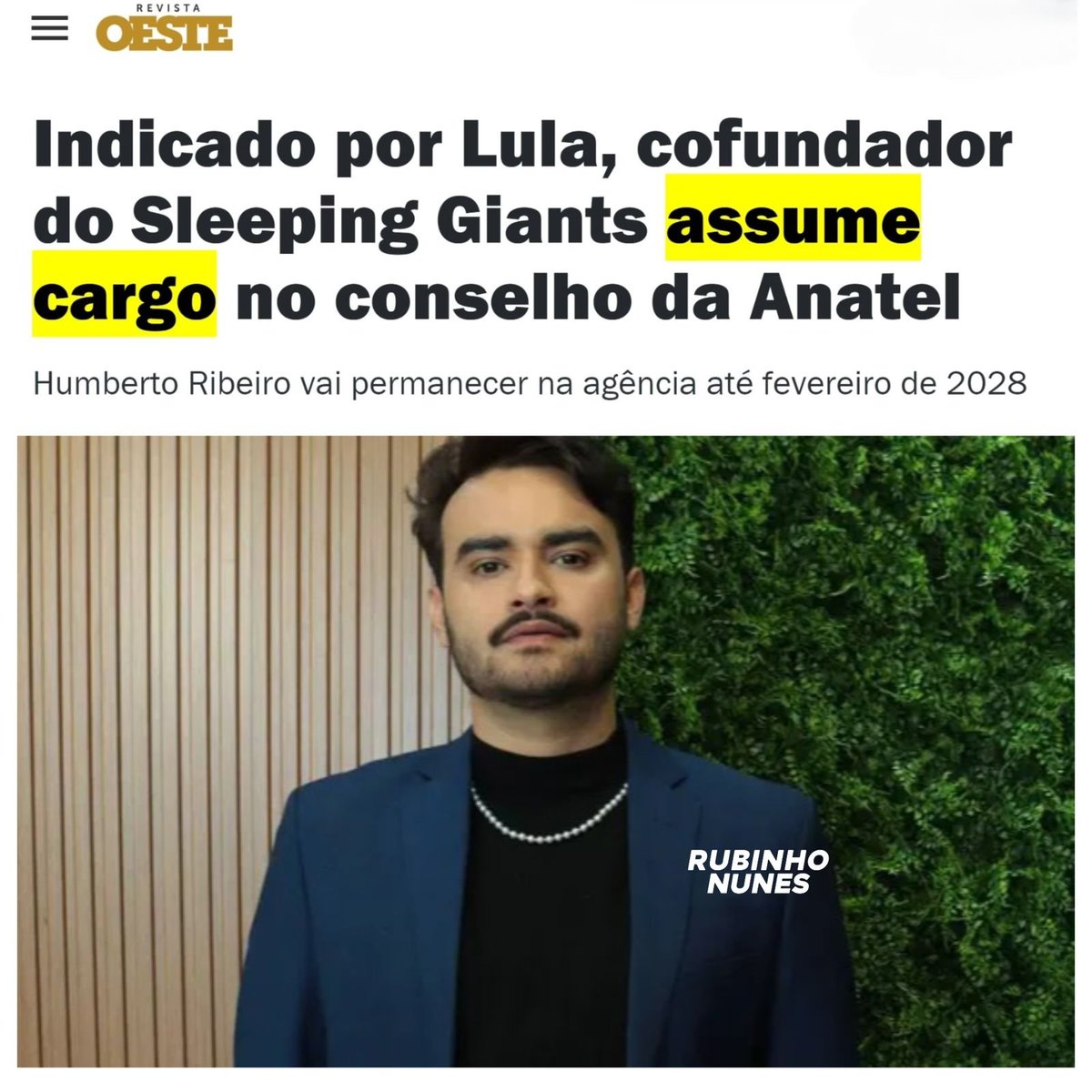 RubinhoNunes's tweet image. A turma que vai “regular as redes” está sendo formada. Os mesmos que passaram anos tentando calar quem pensa diferente agora ganham crachá oficial pra censurar com selo do governo.

Não existe petista grátis!
