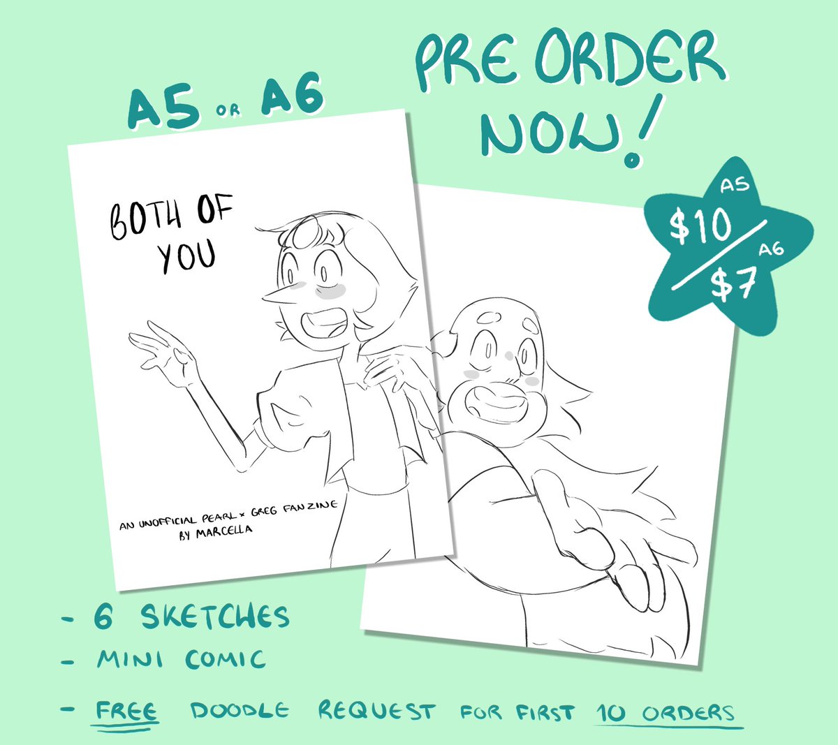 MarcarellaPizza's tweet photo. My mini traditional Pearl/Greg zine~ Dedicated to those who are strong in the real way - draw what makes YOU happy <3

Preorders until 8th of NOV AEST. Shipping on the 15th.

*Prices converted to USD and may vary slightly.

https://t.co/LABqUdHolX

#StevenUniverse #zine https://t.co/57YidflX30