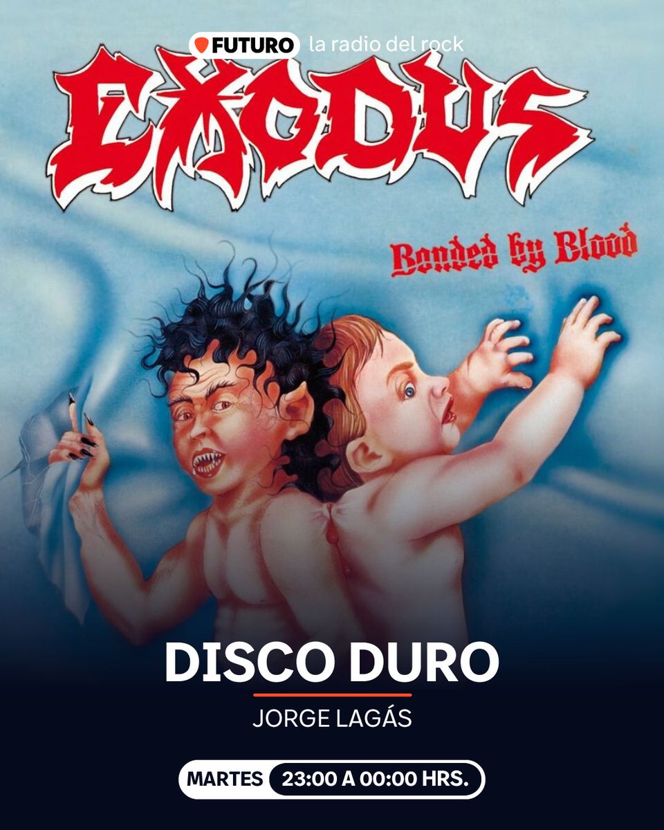 ¡HOY en #DiscoDuro! Repasamos completo "Bonded By Blood" de @exodusbandofficial antes de su presentación en Chile y con la voz de <a href="/loboaraneda/">Lobo</a> en esta ocasión, celebramos a uno de los discos pilares del thrash. 🤘

¡Conéctate a todas las plataformas de #LaRadioDelRock! 🔥