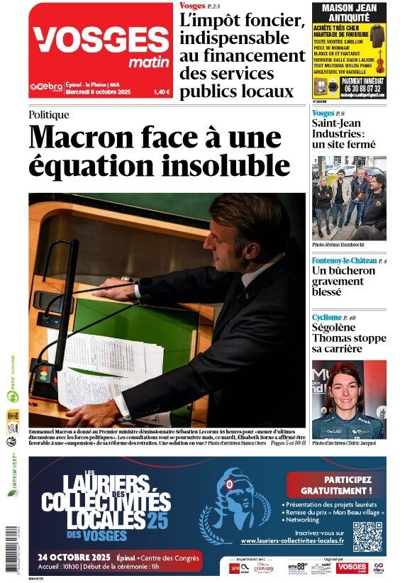 À la Une de votre quotidien mercredi 8 octobre