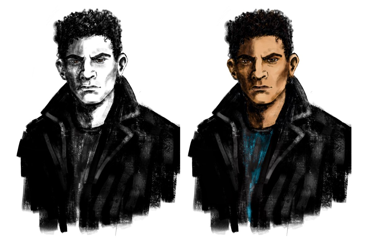 "#CormoranStrike had the high, bulging forehead, broad nose and thick brows of a young Beethoven who had taken to boxing […]. His thick curly hair, springy as carpet, had ensured that his many youthful nicknames had included ‘Pubehead’."

pre-Cuckoo's Calling Strike.