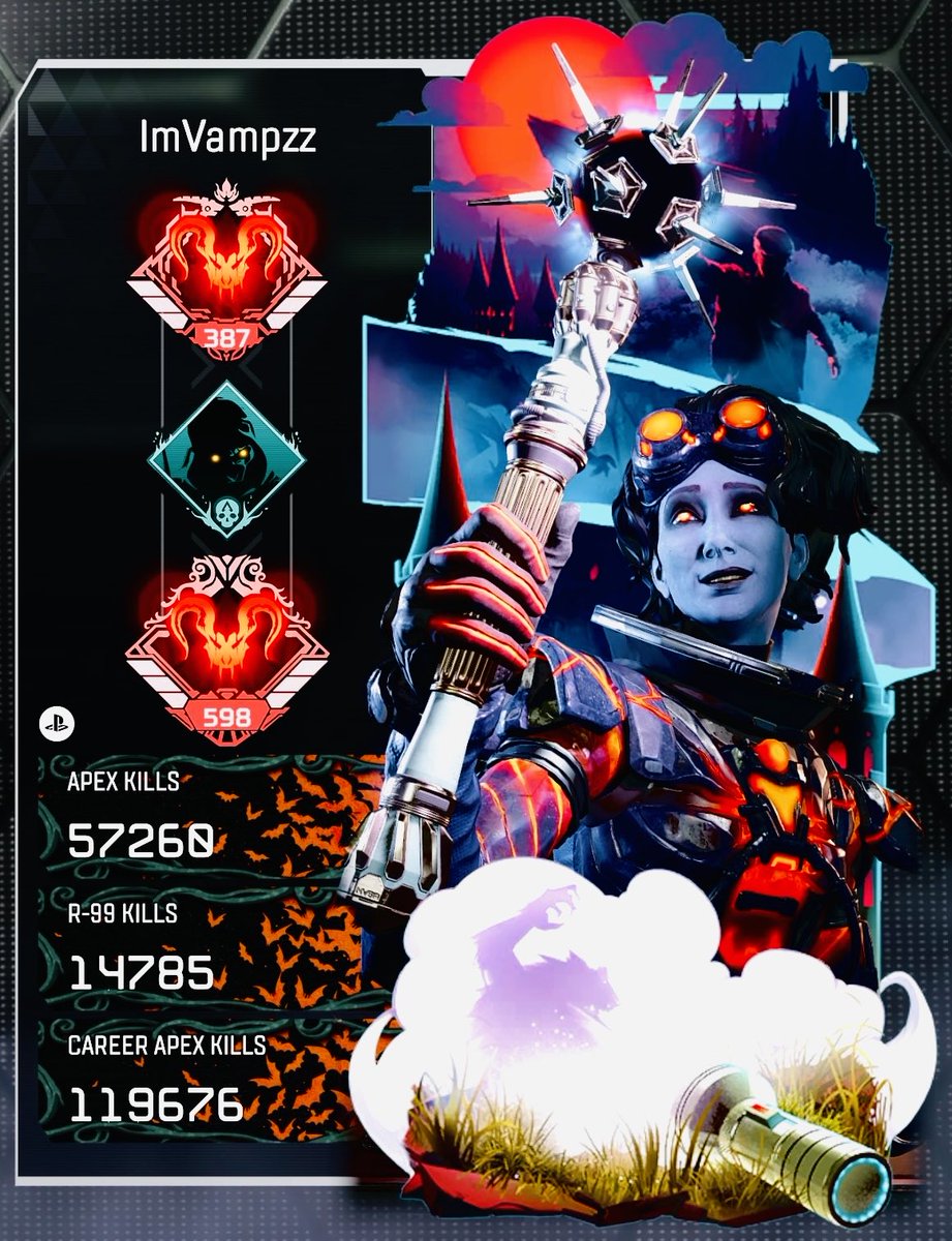 ImVampzz's tweet photo. Best Halloween trackers in the game! 🧡🖤 they need to add more poses nd finishers! 🧛🏾‍♂️🦇 98,537 kills from my top 3 Legends! 🔥 https://t.co/Wu7UlJbdoe
