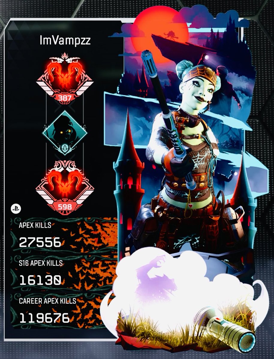 ImVampzz's tweet photo. Best Halloween trackers in the game! 🧡🖤 they need to add more poses nd finishers! 🧛🏾‍♂️🦇 98,537 kills from my top 3 Legends! 🔥 https://t.co/Wu7UlJbdoe