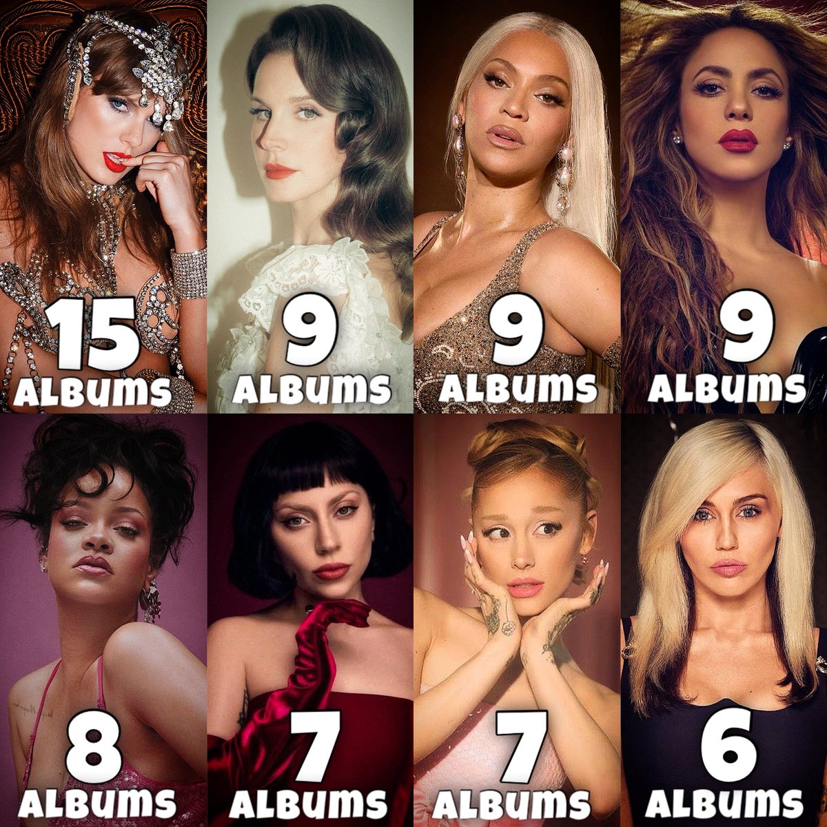 TR5PICO's tweet image. Female artists with the most albums above 1 BILLION streams on Spotify: