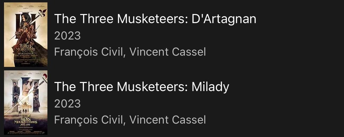 JuceeRob's tweet image. Watched these back to back tonight. Good remakes of the “Three Musketeers” stories. 

Eva Green (James Bond, Penny Dreadful) is fantastic in the 2nd one especially playing Milady De Winter.