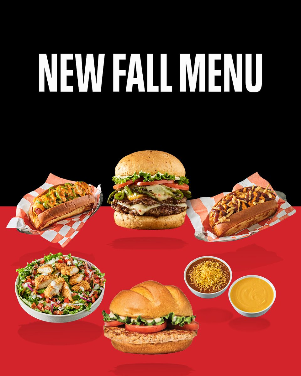 Fall is here, and we’re serving up cozy aura + bold flavor. Check out what’s hitting the menu 👇

🍔 Colorado Smash®
🌭 Colorado Big Dog
🤠 Cowboy Big Dog
🐓 Deluxe Chicken Smash® 
🥗 Crispy Chicken Bacon Ranch Salad
🧀 Cup of Cheddar Cheese Sauce
🥣 Cup of Homestyle Chili
