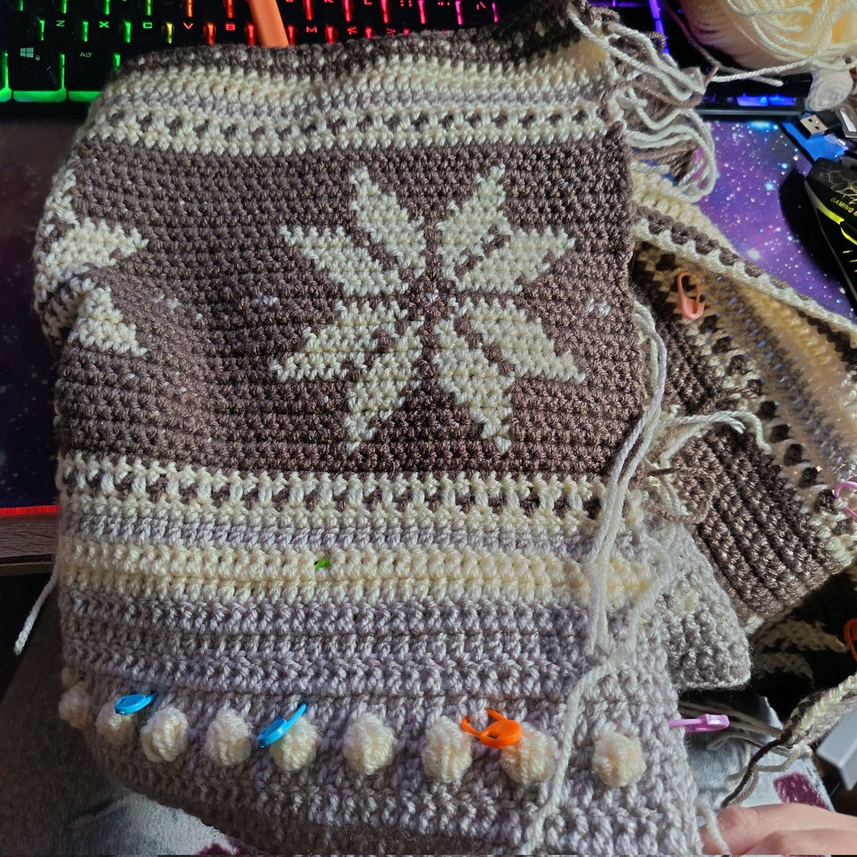 Two crochet projects on the go.