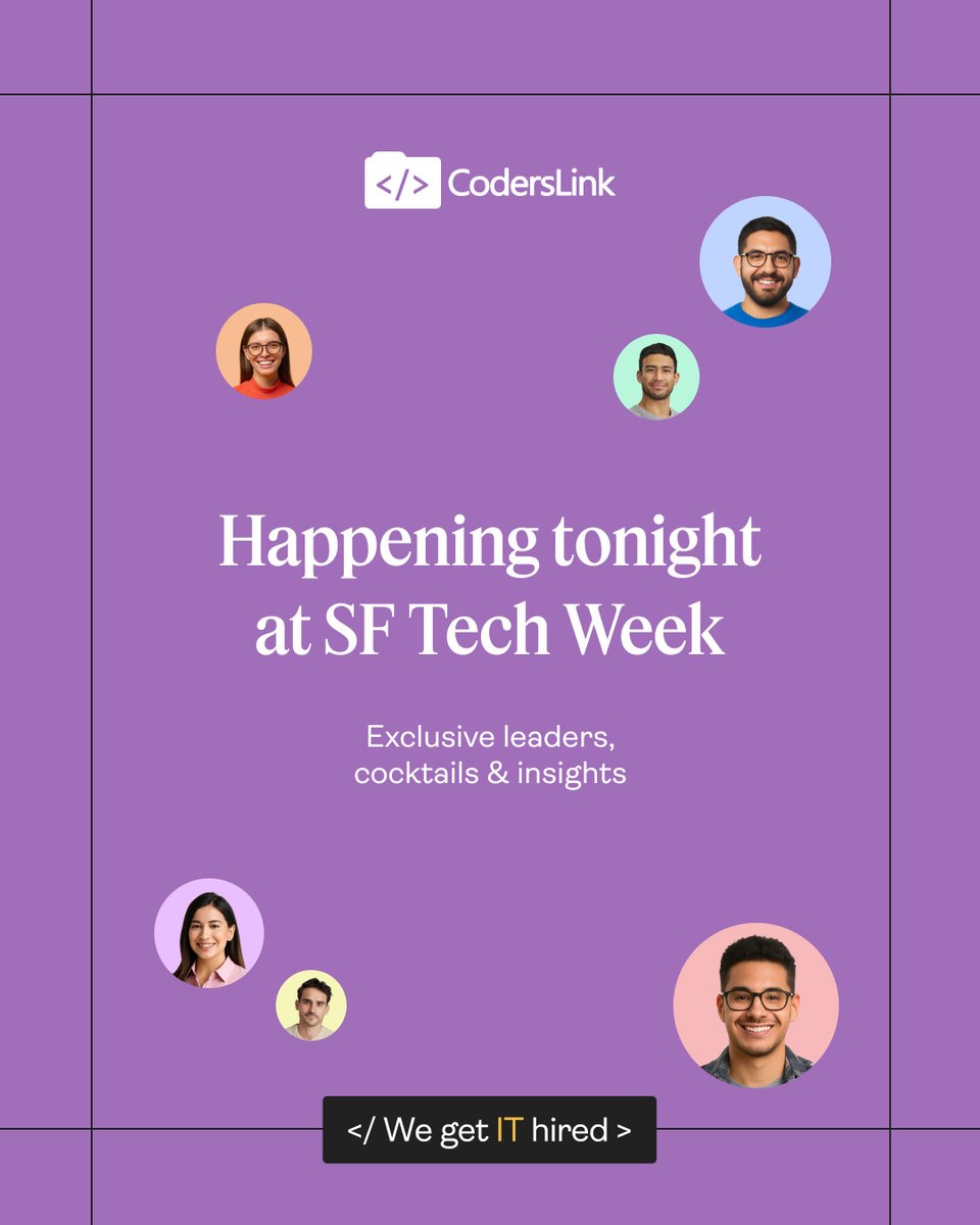 hirecoderslink's tweet image. 🌉 Tonight we bring together senior leaders in HR, TA and Exec roles.
Cocktails, candid conversations, and strategies that shape tomorrow’s global teams.
Follow along for highlights from
#SFTechWeek.