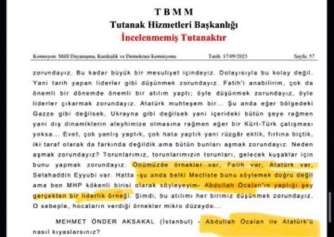 Yok ben duymadım, yok haberim olmadı diyemezsiniz‼️ Resmi meclis tutanağını ekliyorum‼️

Vatanını seven arkadaşlara soruyorum, Apo komisyonunda şu resmi tutanakta ne yazıyor biliyor musunuz?

Çözüm Komisyonu’nda Gazi Mustafa Kemal Atatürk ile Fatih Sultan Mehmet’i, Bebek Katili