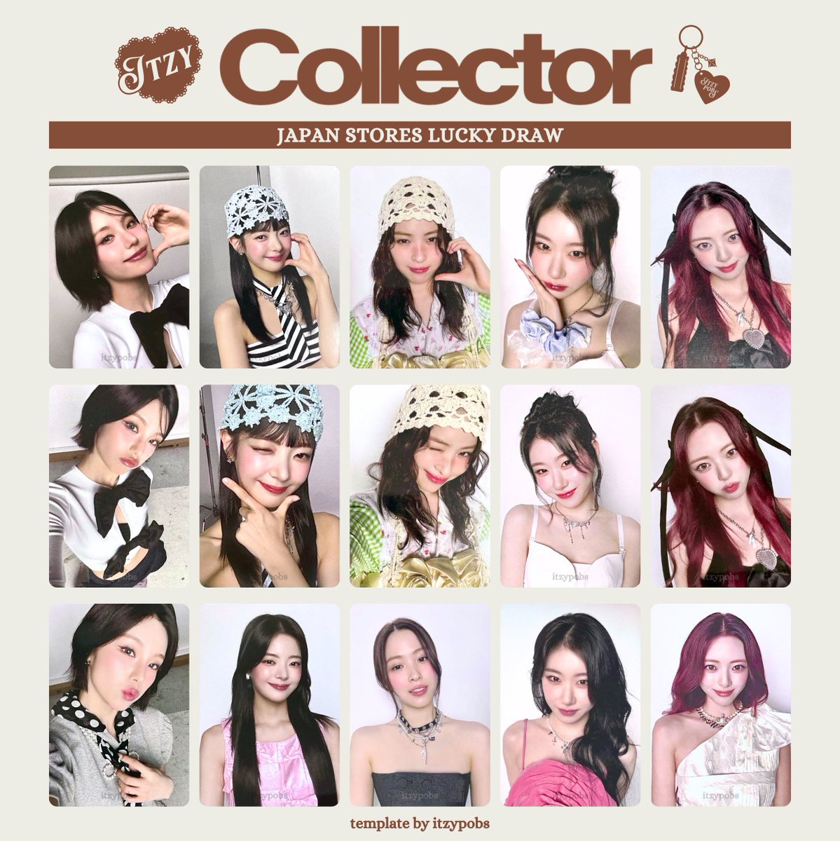 🤎 ITZY COLLECTOR japan stores lucky draw ld photocards template