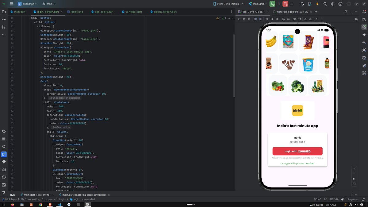 rhitverse's tweet image. Just built a Blinkit Clone!
- Learned the basics of UI creation
- Explored little details that make the app come alive
- It’s not just code, it’s countless hours of effort, patience, and consistency.
Excited for what’s ahead - one step at a time #Flutter