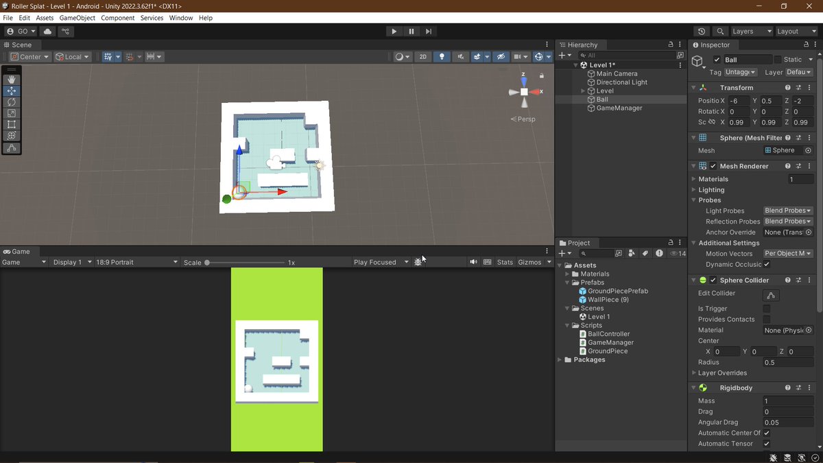 dcyberdude's tweet image. Day 37/102 🎮 – Ball Control &amp;amp; Mobile Setup

✅Added the ball game object 🏐
✅Configured Android build settings 📱
✅Adjusted camera resolution for mobile view
✅Started scripting GameManager &amp;amp; BallController

#GameDev #Unity3D #102DaysOfGameUpAfrica @gameUp