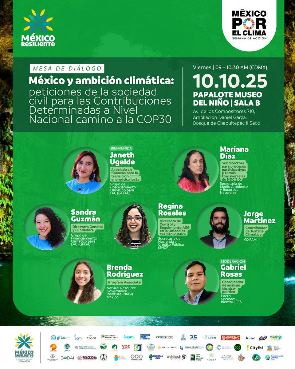 🌱 Desde la Coalición México Resiliente nos unimos a México por el Clima: Semana de Acción. Conoce al panel que nos acompañará y súmate a la conversación: la ambición climática se construye entre todxs. 🇲🇽💪

🔗 tinyurl.com/CWMX-MexicoRes…
#MéxicoPorElClima #SemanaDeAcción