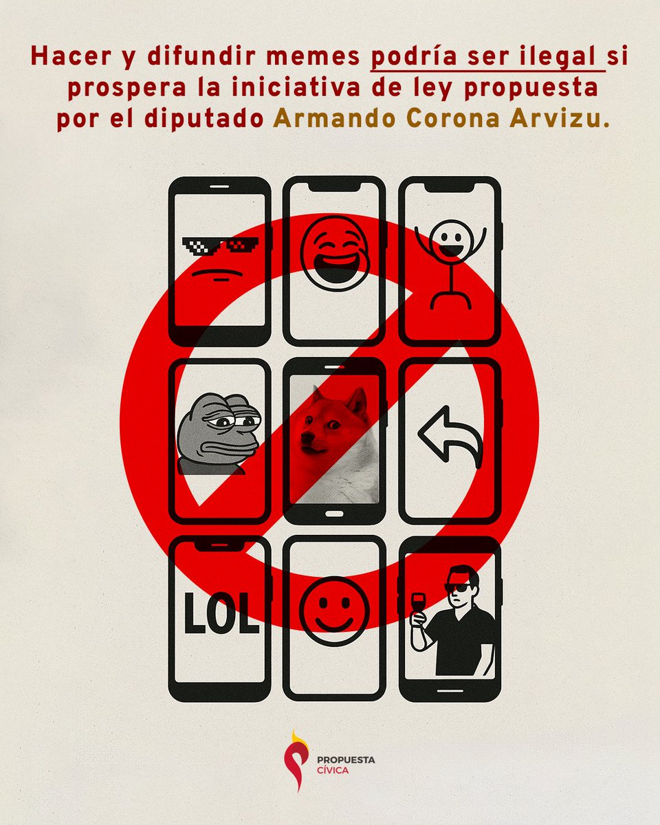 El diputado morenista <a href="/ArmandoCoronaA/">Armando Corona Arvizu</a>  presentó una iniciativa de ley que busca castigar la producción y difusión de “memes” que pudieran ridiculizar a funcionarios públicos.

(1/4)