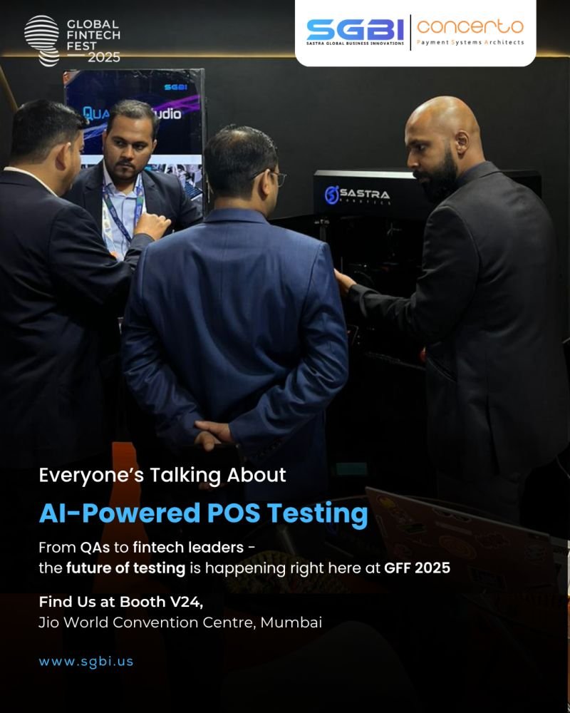 aroninp's tweet image. Proud to mark another successful partnership campaign at @GffFintechfest_2025, led by @SastraRobotics &amp;amp; @SystemsConcerto 

Visit us at GFF 2025 Mumbai, Oct 7–9, to experience the AI-powered robot-aided POS testing. 

#Fintech #PointOfSale #TestingAutomation #Robotics