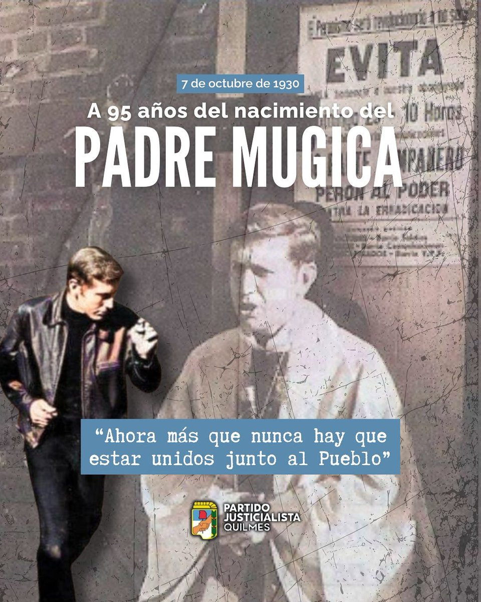 A 95 años del nacimiento del Padre Mugica, lo recordamos en palabras de <a href="/CFKArgentina/">Cristina Kirchner</a> : “Recordemos a Carlos Mugica pero, no en un retrato, en una fotografía sino en la militancia. […] En la militancia política con convicción, amor y sobre todo solidaridad.”